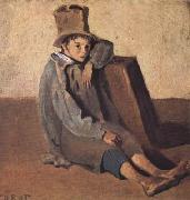 Jean Baptiste Camille  Corot L'enfant au chapeau haut de forme (mk11) oil on canvas